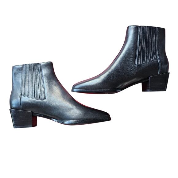 Rag & Bone Rover Leather Short Boot Size 36.5 US 6.5 Black Ankle Bootie - Picture 2 of 6